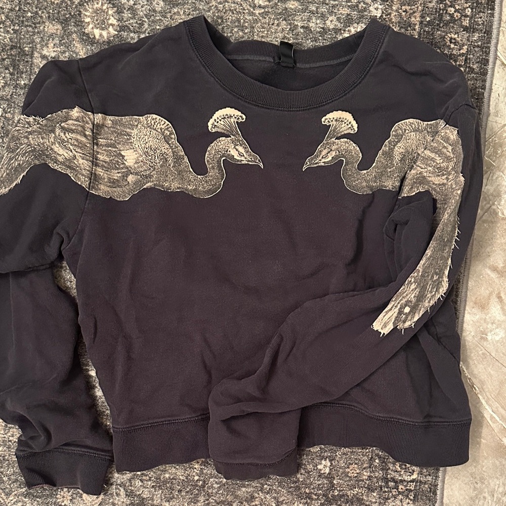 J. Crew Black Sweatshirt with Bird Motif